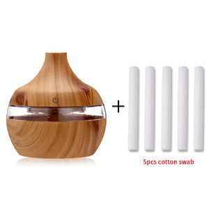 Electric Humidifier Aroma Oil Diffuser Ultrasonic Wood USB LED Light