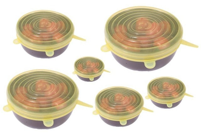 6PCS Silicone Stretch Lids Universal Silicone Food Wrap Bowl Pot Lid